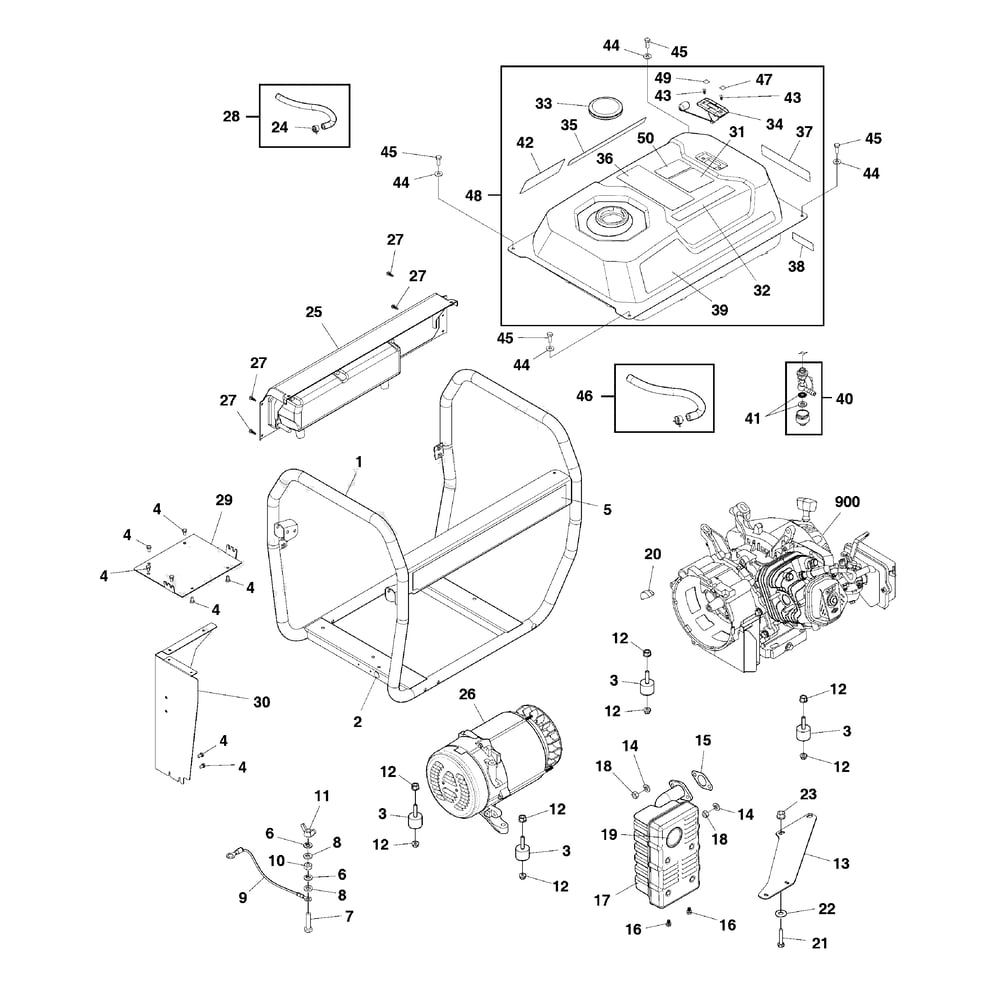 Main Unit Diagram and Parts List for 030790-00  Briggs and Stratton Generator